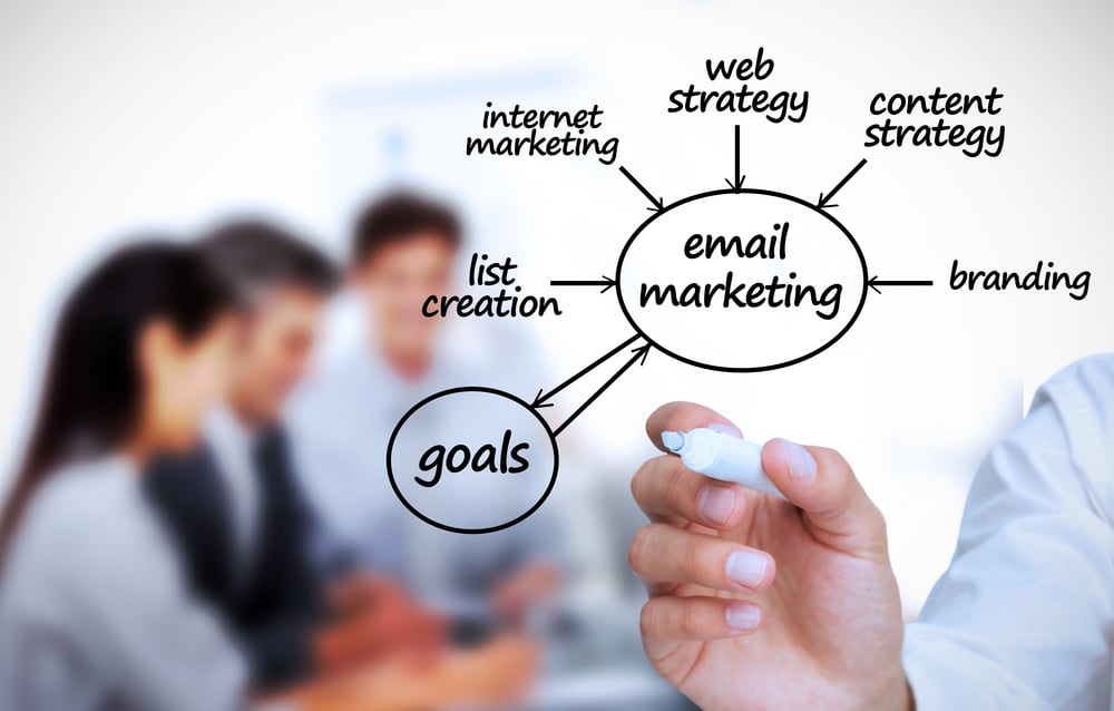 Businessman notes e-marketing terms in meeting Businessman notes e-marketing terms in meeting